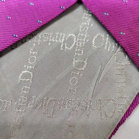 Vintage Christian Dior Silk Ties Lot of 2 Red Pink Barbie Core Flaw # 643 - Picture 7 of 12